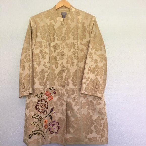 Singrid Olsen Floral w Buttons Long Jacket Sze 16W - Picture 1 of 8